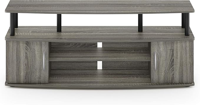 Furinno JAYA Large Entertainment Stand for TV Up to 55 Inch, French Oak Grey/Black-NeatNest
