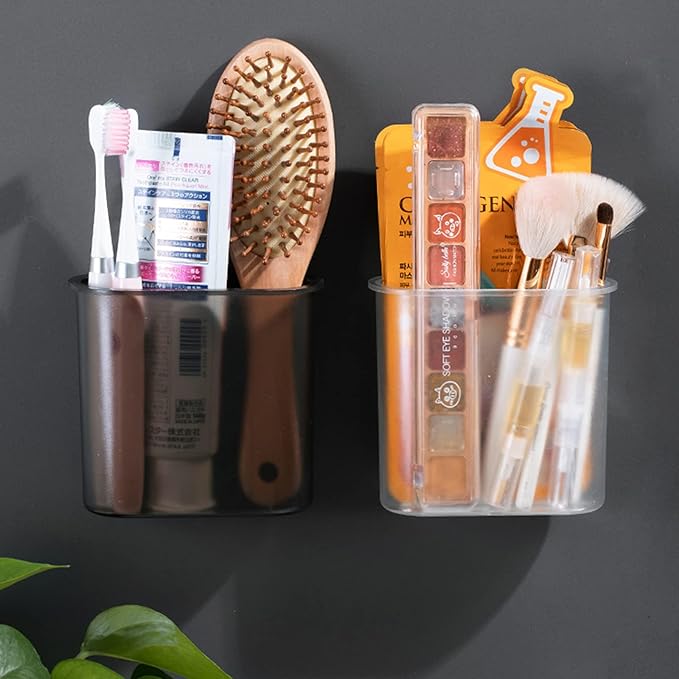 2 Packs Toothbrush Holders Wall Mounted, Self Adhesive Tooth Brush Holder for Bathroom Electric Toothbrush Toothpaste Razor Holder Bathroom Accessories(Clear)-NeatNest