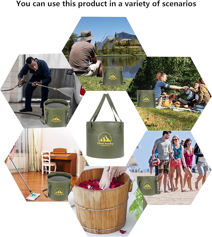 Durable Multifunctional Portable Folding Bucket Water Supplies for Outdoor Garden Camping Fishing Car Wash Space Saving (20l-20L, Grey)-NeatNest