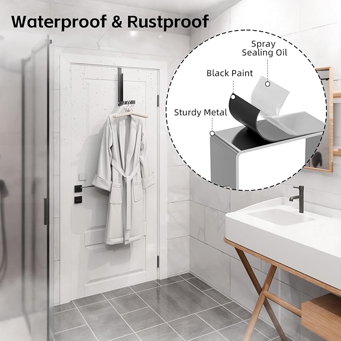 2 Pack Over The Door Hanger, Folding Over The Door Drying Rack for Laundry,Overdoor Hanger Hook,Small Clothes Drying Rack for Dorm Portable Black