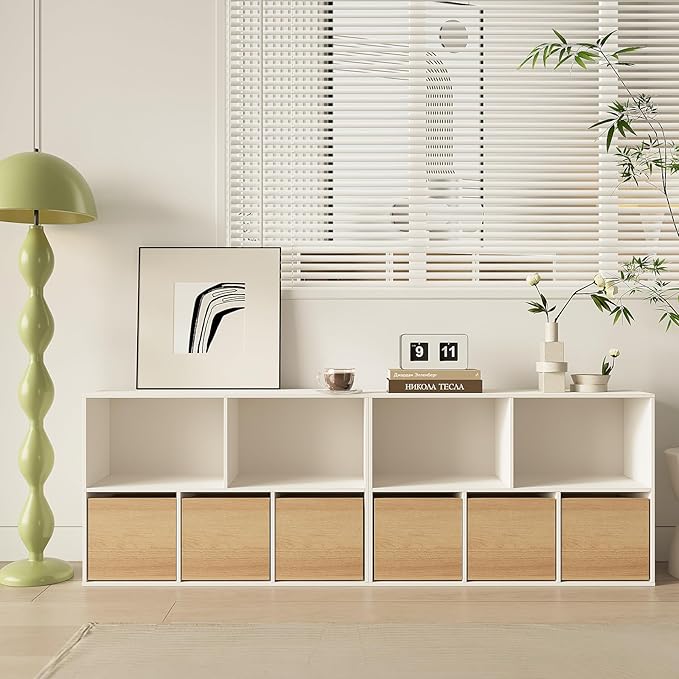 Wooden 5-Cube Storage Organizer with Closed Back Panel, 11in Cube Shelf Opening, Bookshelf, Display Shelf,Closet Cabinet for Home and Office,Embossed White