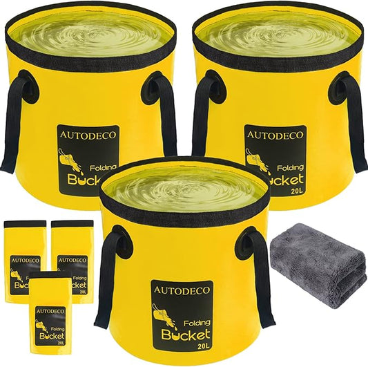 AUTODECO Collapsible Bucket 5 Gallon Container Folding Water Bucket Portable Wash Basin