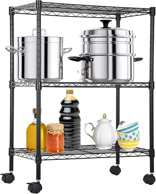 3 Tier Shelf Organizer Kitchen Shelving Bathroom Organizer Metal Wire Shelving Unit Height Adjustable, Bathroom Storage Shelves Laundry Room Storage Shelves, 23x13x32 in, 450 Lbs Capacity