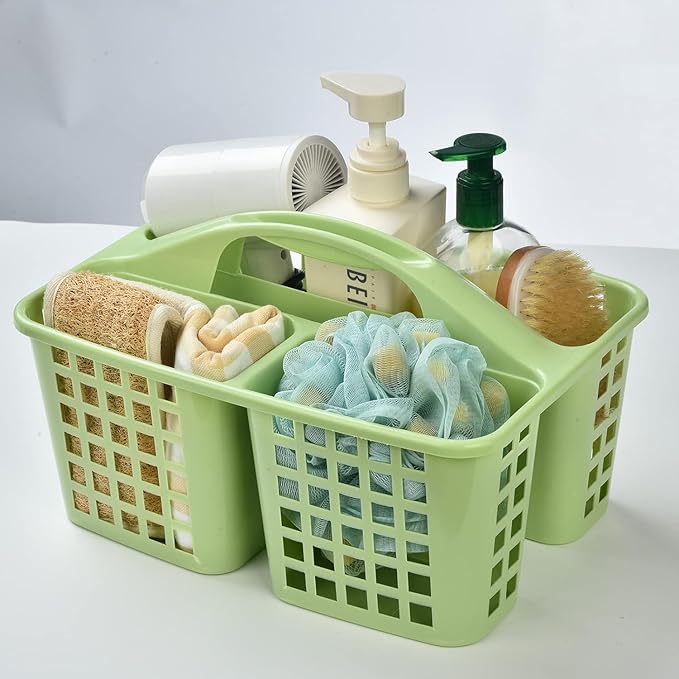Portable Shower Caddy Basket,Convenient Cleaning Supplies Organizer with Compartments and Handle,Ideal for Bathroom, Bedroom, Kitchen, College Dorm,Garden,etc.green-2 Pcs