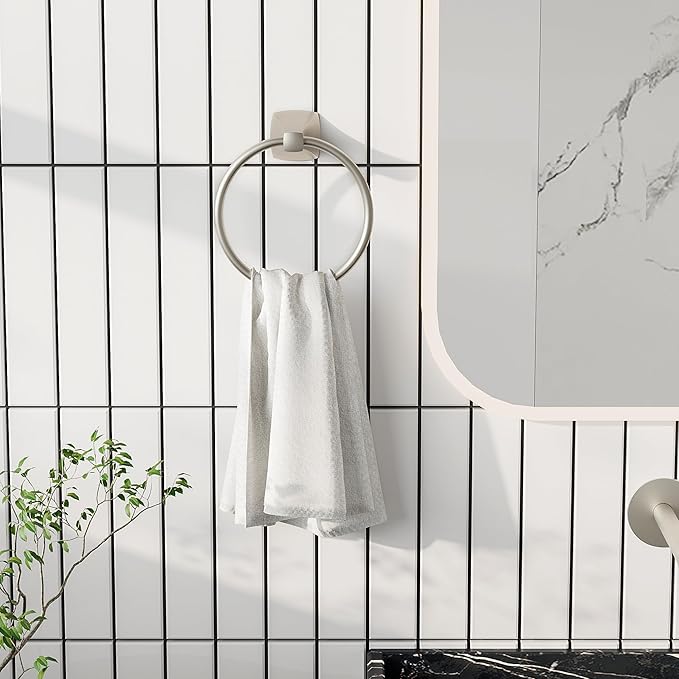 Hand Towel Holder for Bathroom Kitchen Brushed Nickel Towel Ring Towel Hanger Stainless Steel and Zinc Alloy Wall Mount