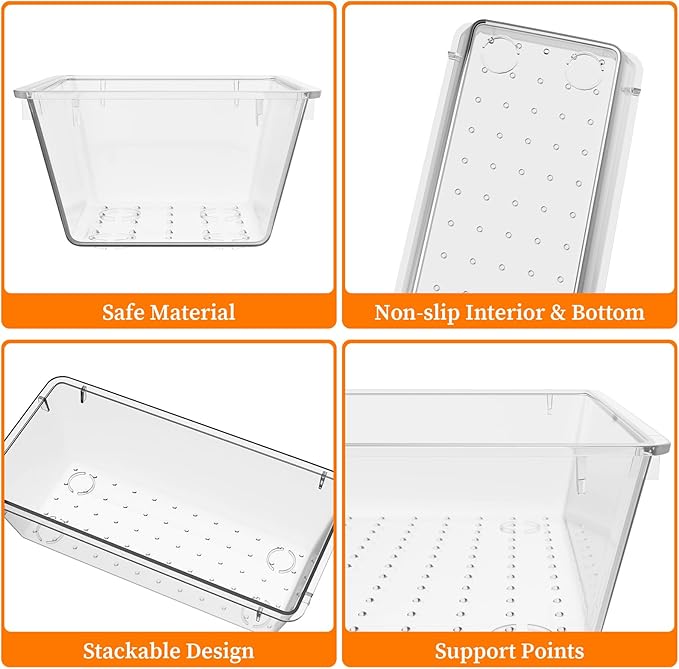 32 PCS Clear Plastic Drawer Organizer Set, 4-Size vanity organizer Trays and Storage Bins for Makeup, Jewelry and Gadgets in Bedroom, Bathroom and Office, Clear-NeatNest