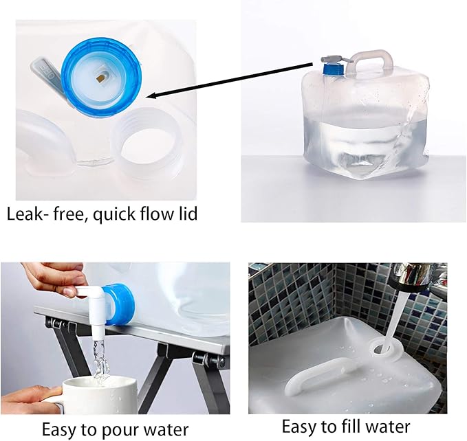 Cedilis 2 Pack 5.3 Gallon Collapsible Water Container with Spigot, Food Safe Water Storage Jug, BPA-Free Camping Water Storage Jug Canteen for Outdoor Hiking and Emergency, Portable, Foldable-NeatNest