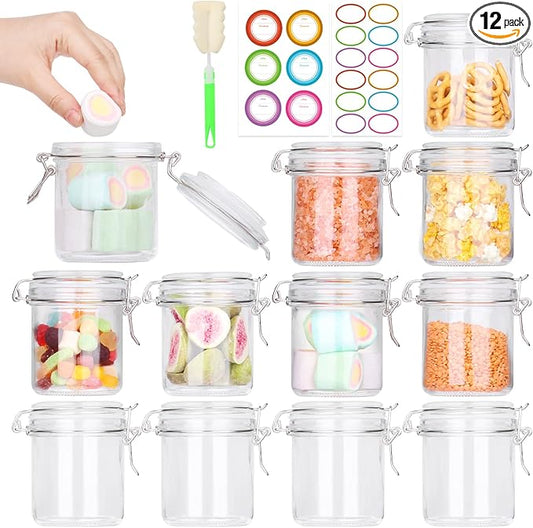 AuroTrends 8oz Glass Jars with Airtight Lid 12pcs with Leak Proof Rubber Gasket, 8 oz glass jars with lids- Featuring Clear Preserving Seal & Wire Clip Fastening for Kitchen Canning and Food Storage