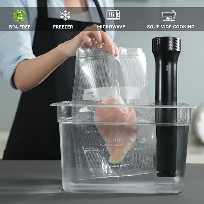 11" x 16" Precut Vacuum Sealer Bags, 100 Count, Includes 5 Liquid Block Bags & 5 Bone Guard Pieces, Heavy Duty for Food Storage, Sous Vide & Meal Prep, Wevac Core-NeatNest