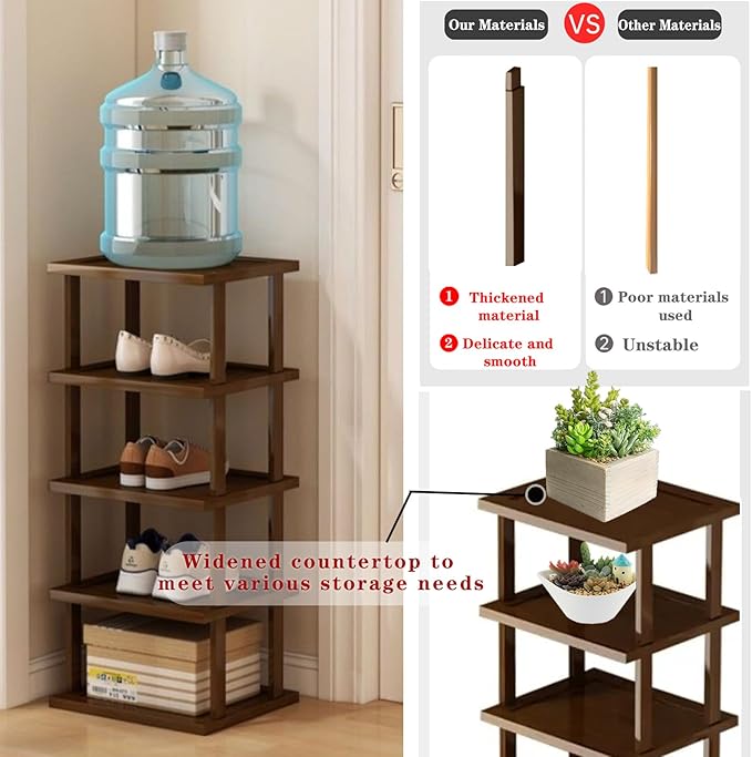 Vertical Shoe Rack-Tall Narrow Shoe Rack Organizer for Small Spaces,17Tier Bamboo Shoen Shelf for Entryway,Closet,Corner,Doorway,Skinny Shoe Shelf Space Saving Shoe storage,Free Stackable DIY-NeatNest