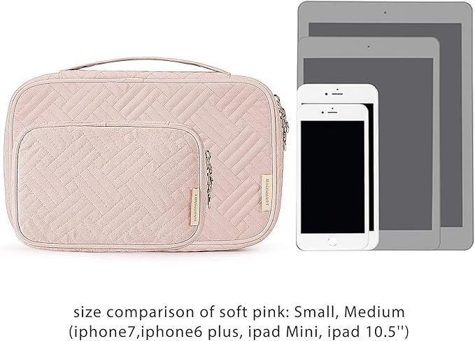 BAGSMART Travel Jewelry Organizer Case Small Jewelry Roll for Journey-Rings, Necklaces, Earrings, Bracelets, Soft Pink-NeatNest