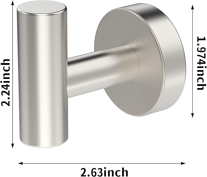 Brushed Nickel Towel Hook, Coat Robe Clothes Hook for Kitchen Garage Wall Mounted 2 Pack, 304 Stainless Steel, Heavy Duty Door Hanger, Cabinet Closet Wall Hook for Hotel Pool(Brushed Nickel)