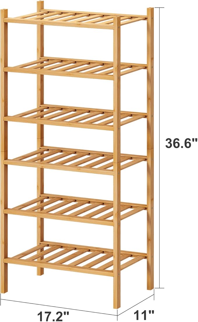 Small Shoe Rack, 6-Tier Shoe Shelf for Entryway, Bamboo Wood Shoe Rack for Closet & Hallway, Long 17.2IN | Beautiful | Functional | Sturdy | Durable-NeatNest