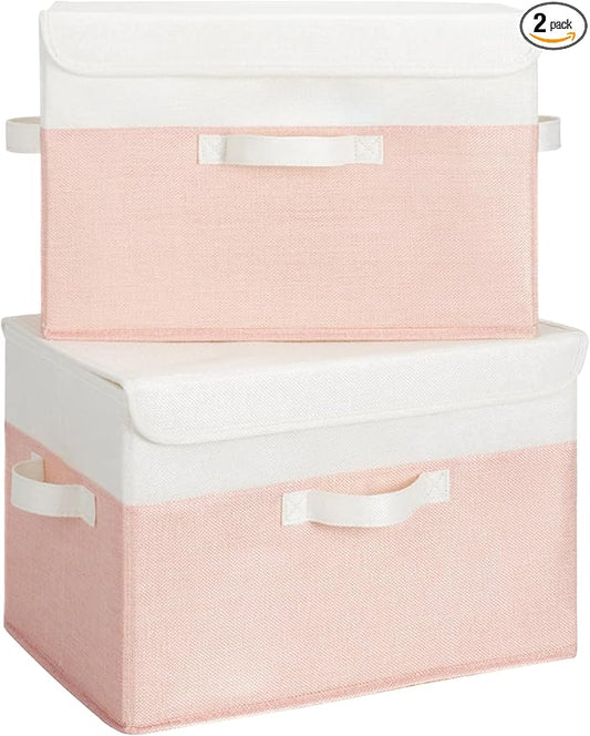 GRANNY SAYS Storage Bins with Lids, Decorative Storage Boxes, Shelf Baskets, Closet Storage Bins for Clothing, Collapsible Storage and Organizer, 2-Pack-NeatNest