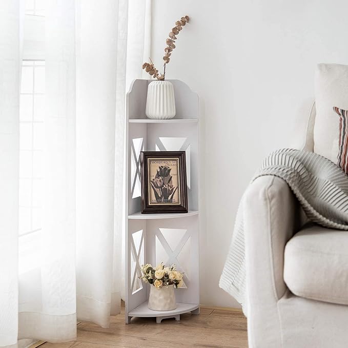 Corner Shelf Stand, Storage Organizer Great for Bathroom, Corner Shelf Perfect for Small Space,Waterproof Stand Also Use for Toilet Paper Stand,White-NeatNest