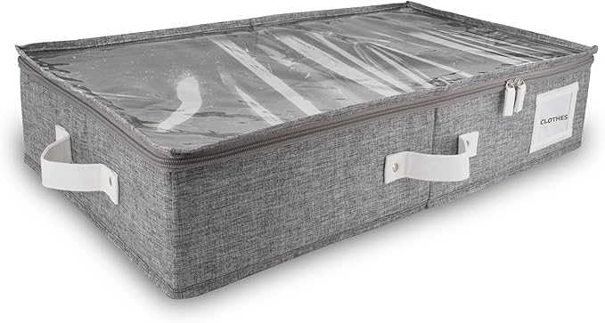 HOMELUX THEORY 1pc Under Bed Storage Containers, Bedroom Under the Bed Drawer Storage Organizer with Bins and Lids, Large Underbed Clothes Storage Box Ideal for Blanket, Fabric, & Shoes (LightGray)-NeatNest