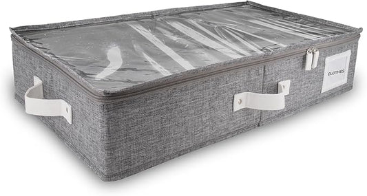 HOMELUX THEORY 1pc Under Bed Storage Containers, Bedroom Under the Bed Drawer Storage Organizer with Bins and Lids, Large Underbed Clothes Storage Box Ideal for Blanket, Fabric, & Shoes (LightGray)-NeatNest