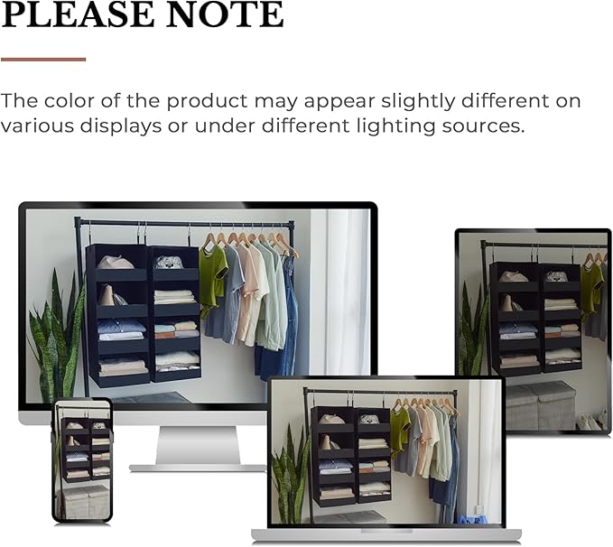 GRANNY SAYS 4-Shelf Hanging Organizer, Closet Hanging Shelves, Closet Hanging Storage Organizers, Organization for Bedroom, Living Room, Baby Nursery, Camper Accessories, Black, 2-Pack-NeatNest