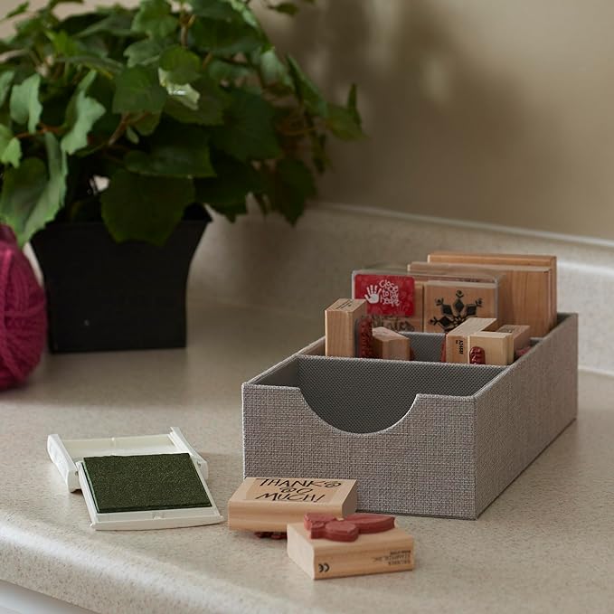 Household Essentials Grey 727-1 Deep 3 Section Drawer Organizer Box for Storage | 12 in x 6.13 in x 3.13-NeatNest