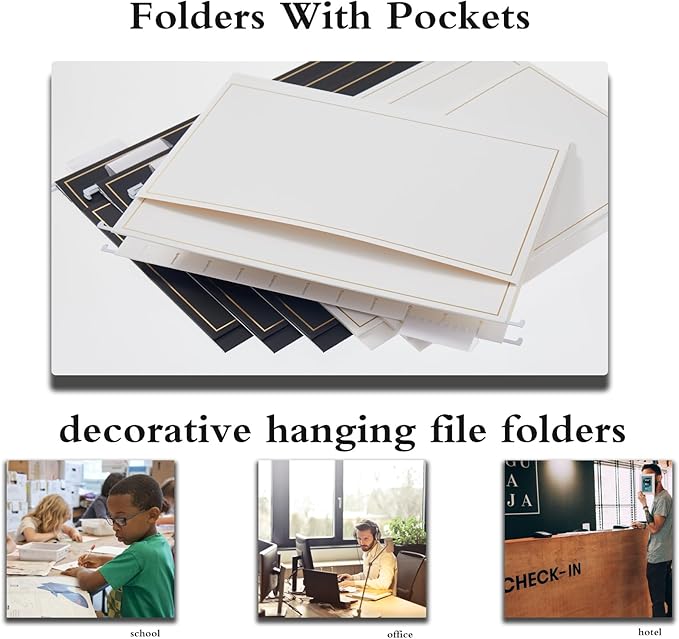 6 Pack Morandi Color Hanging File Folders with Pocket Letter Size Decorative File Folder Cute Pretty Hanging Folder for Office Home School with 1/5-Cut Adjustable Tabs, Outer Storage Pockets…