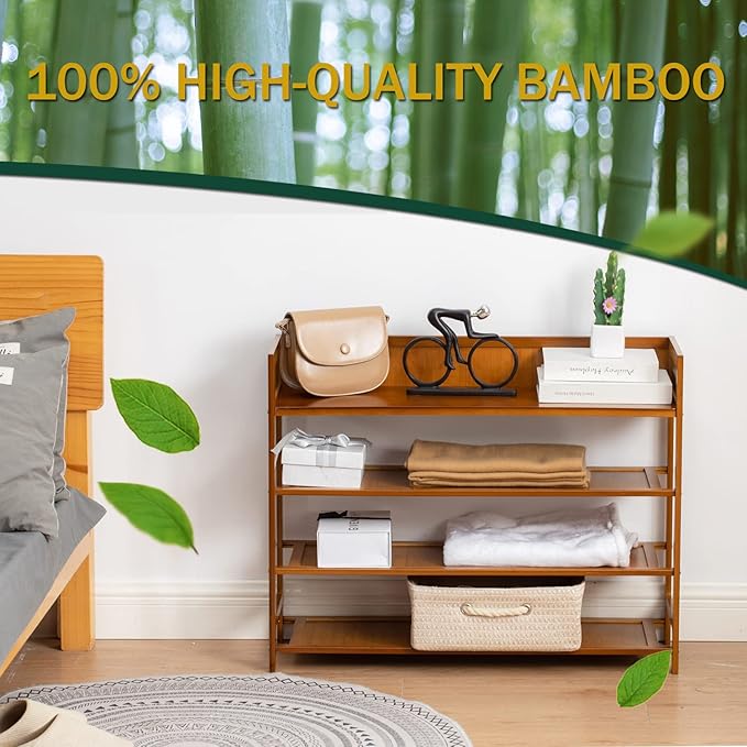 latifolia Bamboo Shoe Rack, 4-Tier Shoe Rack Organizer for Entryway Hallway Closet, Brown(31.50''L)-NeatNest