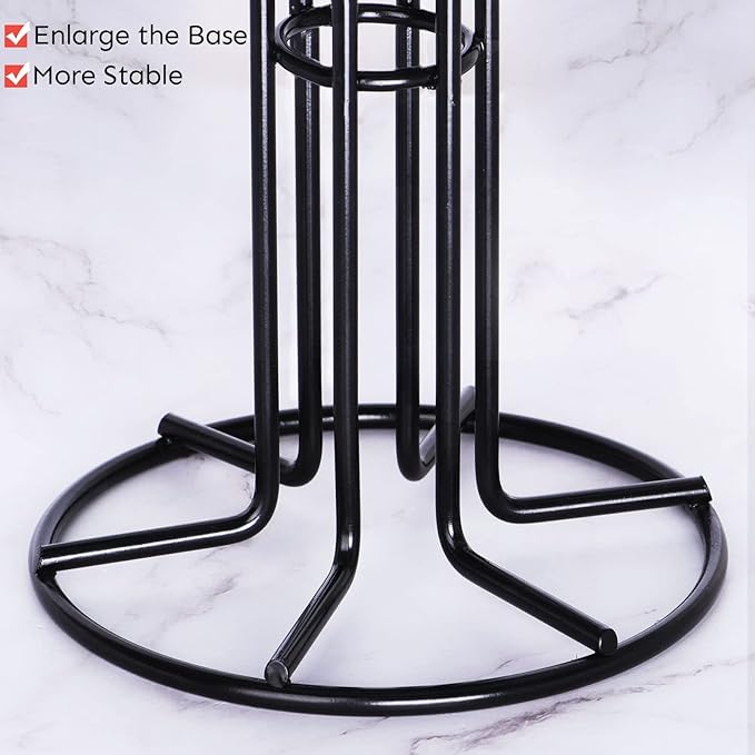 HULISEN Mug Tree for Large Cups, Counter Coffee Mug Holder with 6 Hooks, Metal Coffee Cup Holder Tree, Standing Rack for Countertop, Kitchen Counter Decor, Black-NeatNest