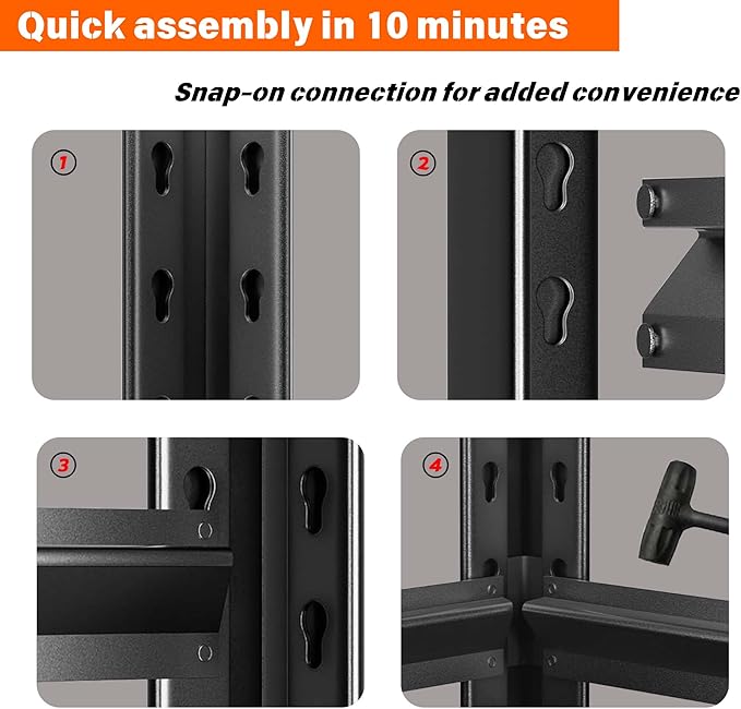 Garage Shelving Unit, Heavy Duty 4-Tier Adjustable Storage Shelf, Steel Shelving,2000 lbs Capacity, Industrial Shelves for Heavy Tools and Equipment, 59" H x 24" W x 14" D,Black-NeatNest