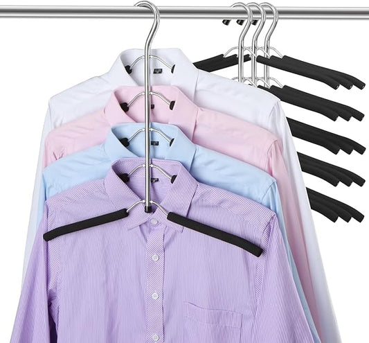 DOIOWN Blouse & Shirt Hangers - Non Slip Space Saving Stainless Steel Closet Organizer (4)-NeatNest
