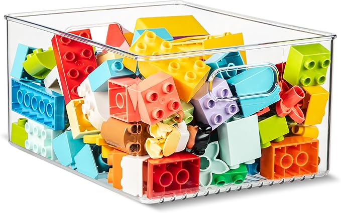 Clear Plastic Organizer Bins with Handles for Home Organization. Storage Containers for Organizing Fridge, Freezer, Cabinet. Pantry, Great for Kitchen, Garage, Laundry Room. 10"x8"x5"-NeatNest