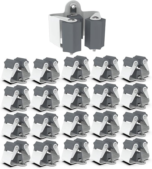 3-H Broom Hanger,Mop Holder Wall Mount 20 Pack, Broom Holder Wall Mount for Hanging and Organizing Shovel,Rake,Brush,Yard Tools in Kitchen,Laundry Room,Bathroom,House(grey)