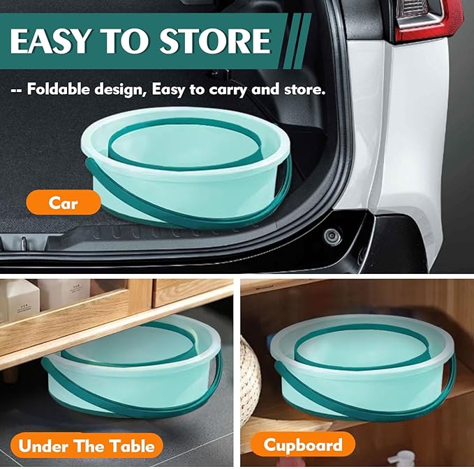 Collapsible Bucket 4.5 Gallon/17L Large Plastic Household Cleaning Mop Buckets Foldable Water Bucket for Car Wash Fishing Camping Beach (Green-Large)-NeatNest