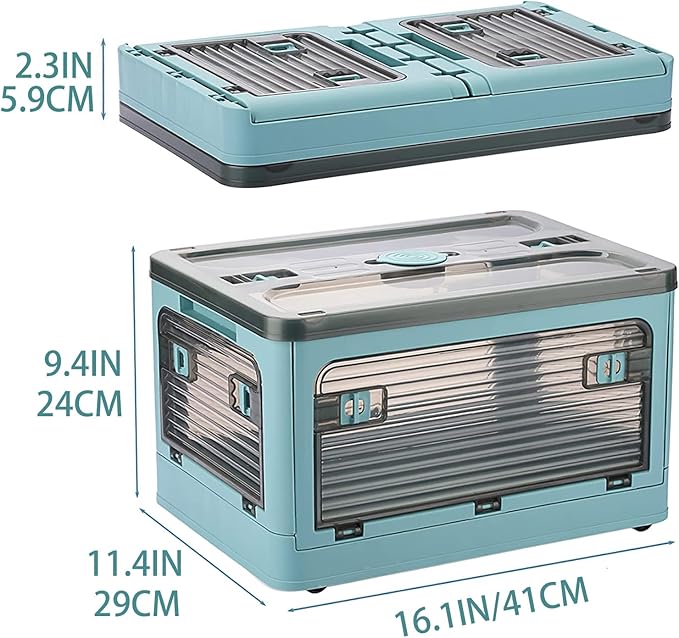 Collapsible Storage Bins,Storage Bins with Lids,Stackable 8.2Gal Folding Storage Box-NeatNest