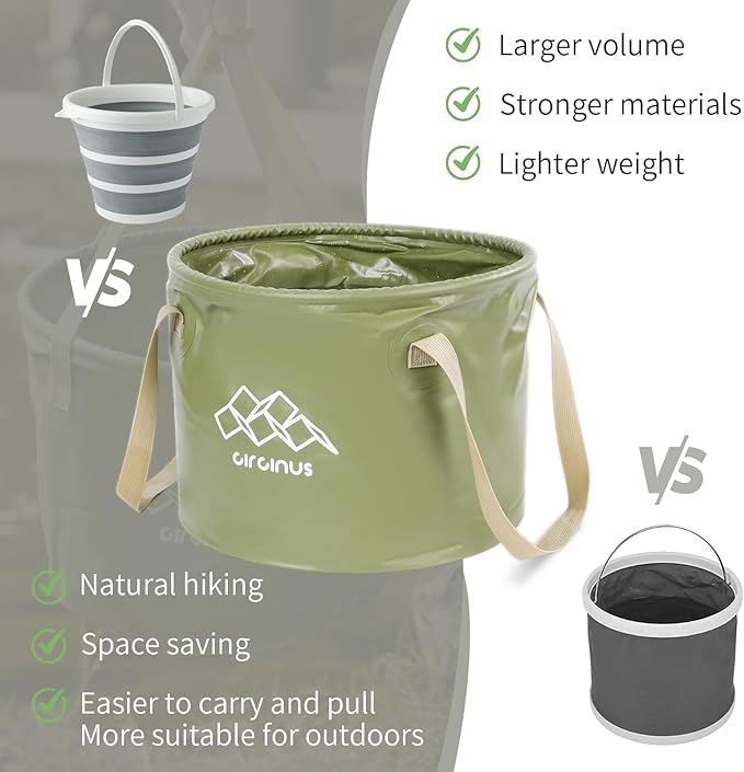 CIRCINUS Collapsible Water Bucket 5.28 gallons (20 liters) Portable wash Basin for Camping Fishing Travel Outdoor Gardening car Washing (Green)-NeatNest