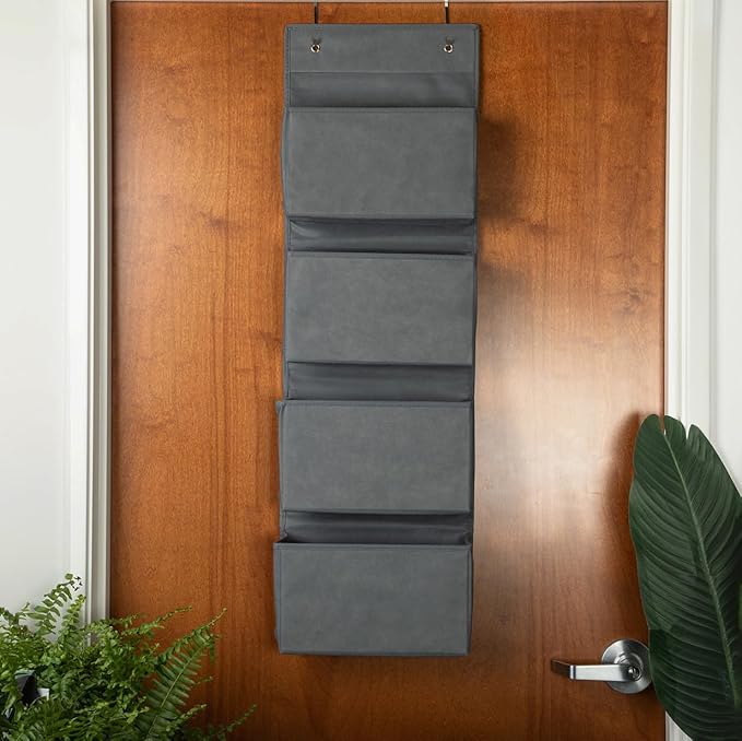 Joyful Moose Over the Door Hanging Organizer Closet Storage Bins Grey-NeatNest