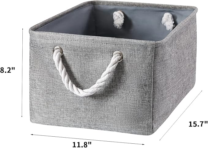 combocube 15.7 x 11.8 x 8.2 Inch Fabric Storage Bins for Shelves, Linen Storage Organizer Storage Basket with Ropes for Laundry, Home, Closet, Office, Clothes, Toys Organizer-NeatNest