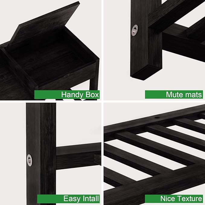 Large Bamboo Shoe Rack with Dust-Proof Pads Spacious 6-Tier Shoe Storage Organizer with Boot Rack and Storage Box Convenient Shoe Rack Shelf for Entryway Closet （Black）-NeatNest