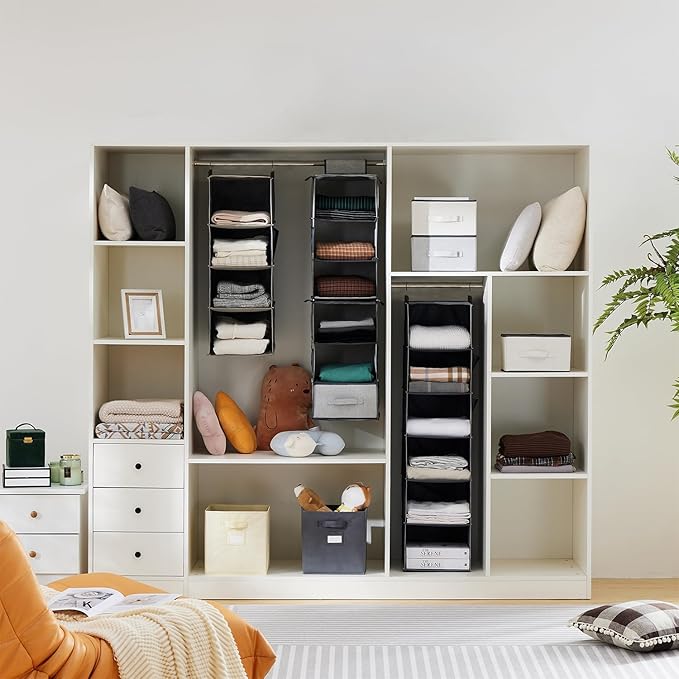 Hanging Closet Organizer, 5-Shelf Closet Hanging Storage Shelves, Black-NeatNest