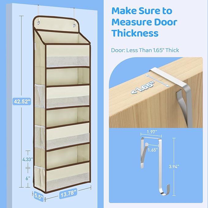 Yecaye 2 Pack 4 Tier Over the Door Organizer, Foldable Portable Baby Essentials for Stuffed Animal Storage - Multi-purpose Bathroom Closet Organizers and Storage for Kids Newborn Baby Stuff Beige-NeatNest