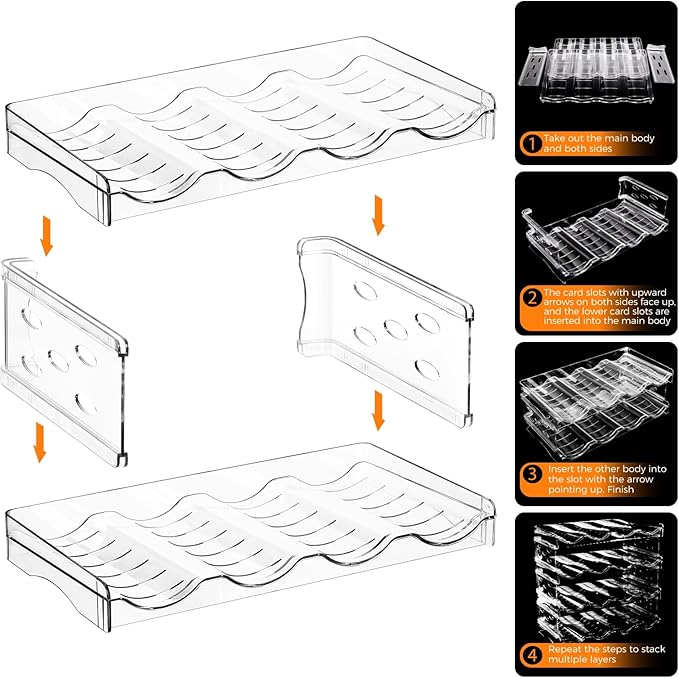 BoxedHome Plastic Water Bottle Organizer and Wine Rack Storage Holder for Inside Cabinet, Kitchen Countertop, Table Top, Pantry, Bars, Cabinets, Fridge - Clear (4 Tier 16 Containers)-NeatNest