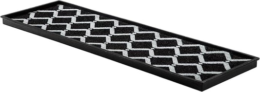 Anji Mountain Rubber Boot/Shoe Tray with Coir, Fits 4 Pair (46.5" Wide), Black and Ivory Diamond Insert