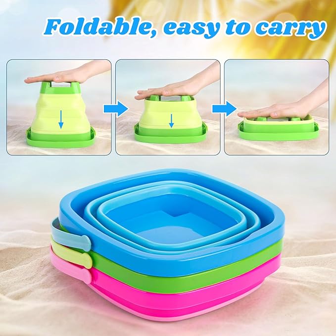 Shindel Collapsible Bucket for Kids, Foldable Pail Bucket for Beach Toys, Summer Toys, Camping Gear, Beach Party, Fishing, and Fun Summer Activities-NeatNest
