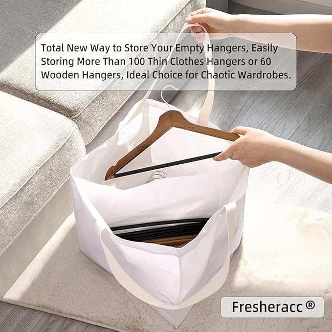 Clothes Hanger Organizer Holder for Space Saving, Fresheracc Hanger Triangle Storage Bag with Handles for Closet Tidier Laundry Rooms Wardrobe Drying Rack(Square)-NeatNest