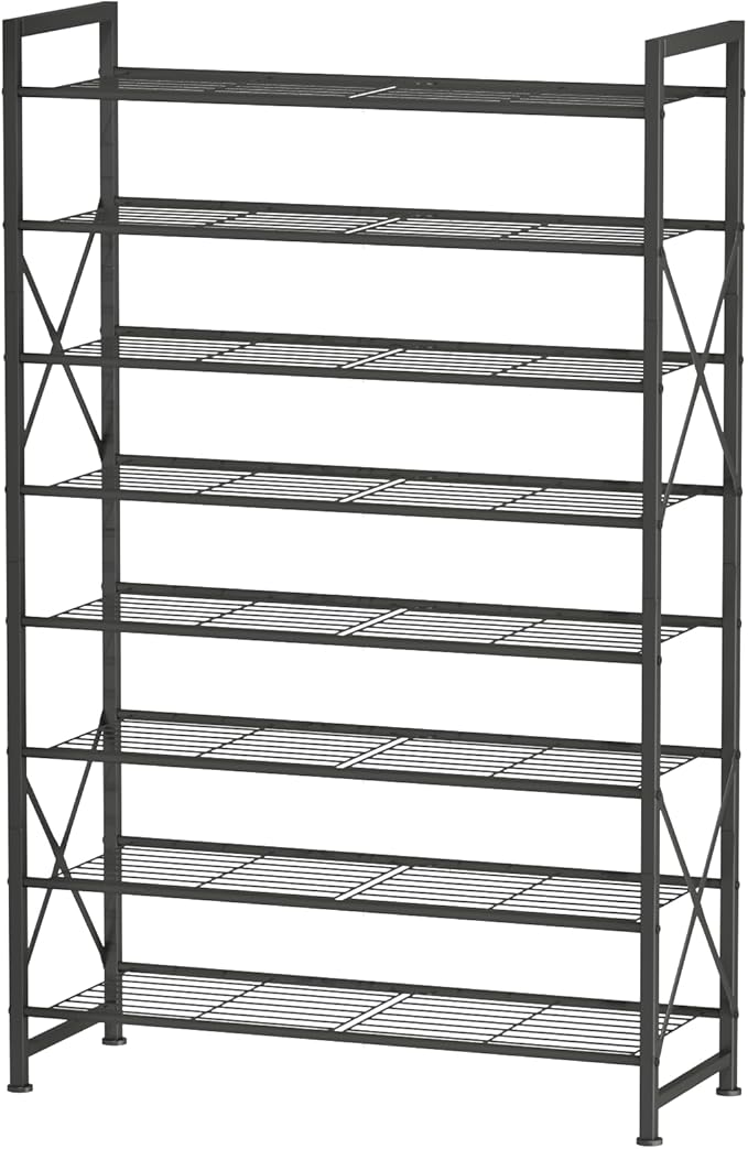 8 Tier Shoe Rack, Sturdy Metal Shoe Organizer Holds 40 Pairs, Tall Space-Saving Shoe Rack for entryway, Closet, Garage, Bedroom, Front Door Entrance-NeatNest