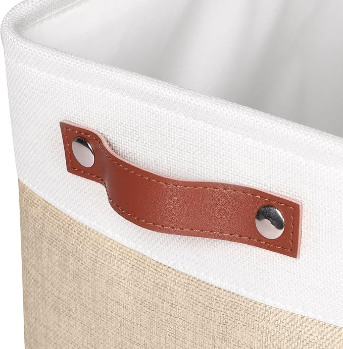Univivi 15 inch Storage Baskets for Shelves with Handles Hard Bottom Closet Organizer Fabric Bins Large Organizer Basket for Closet Organizing (Khaki- 4 Pack )-NeatNest