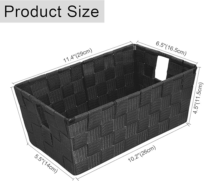 homyfort Woven Shelf Storage Tote Basket Bins Container, Storage Boxes Cube Organizer with Built-in Handles for Bedroom, Office, Closet, Clothes, Kids Room, Nursery 3pk(Grey)-NeatNest