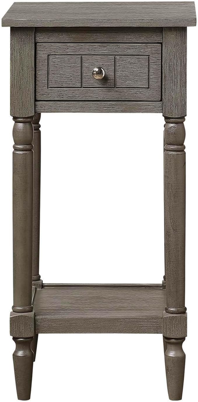 Convenience Concepts French Country Khloe 1 Drawer Accent End Table 14" - Traditional Farmhouse Side Table with Storage Drawer and Shelf for Living Room, Wirebrush Dark Gray-NeatNest