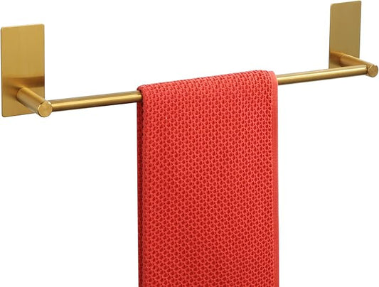 Alise Towel Racks for Bathroom, 16 Inch SUS 304 Stainless Steel Adhesive Gold Towel Bar No Drill, Towel Rack Wall Mounted，Rustproof Bath Towel Holder