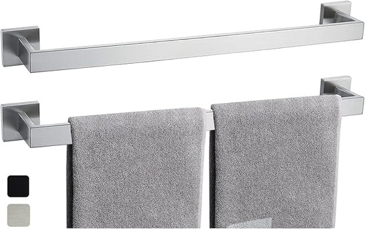 2 Packs 28 Inch Towel Bar for Bathroom 12/16/24/28/32/36 Inch Kitchen Towel Holder Brushed Nickel Towel Rod Wall Mounted SUS304 Rustproof Towel Rack Modern Square Design (2, Brushed Nickel, 28 Inch)