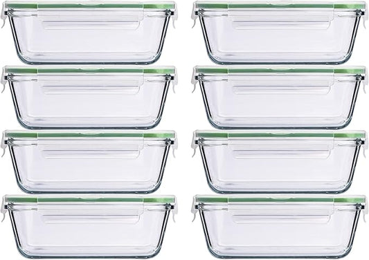 8 Pcs 35 oz Glass Storage Container with locking airtight lids (8, 35 oz)