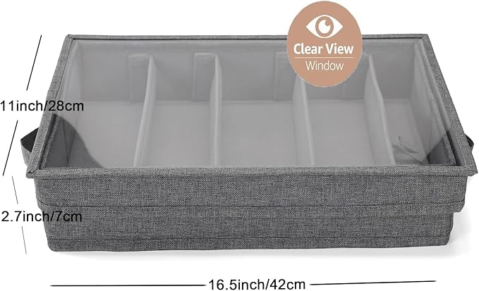 Joyfol Day Flatware Utensil Storage Case, Silverware Storage Box with Padded Dividers, Removable Cutlery Storage Holder with Handles and Removable Lid, for Protects and Organizes Cutlery, Grey-NeatNest
